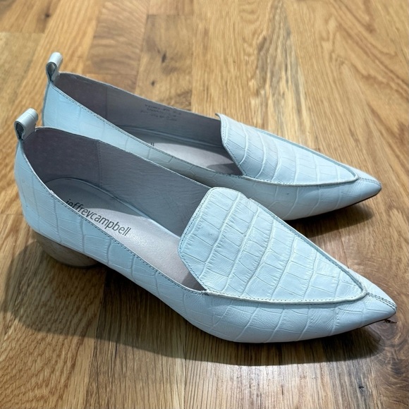 Jeffrey Campbell White Croc-Embossed Black Patent Leather Viona Loafers - Picture 2 of 5